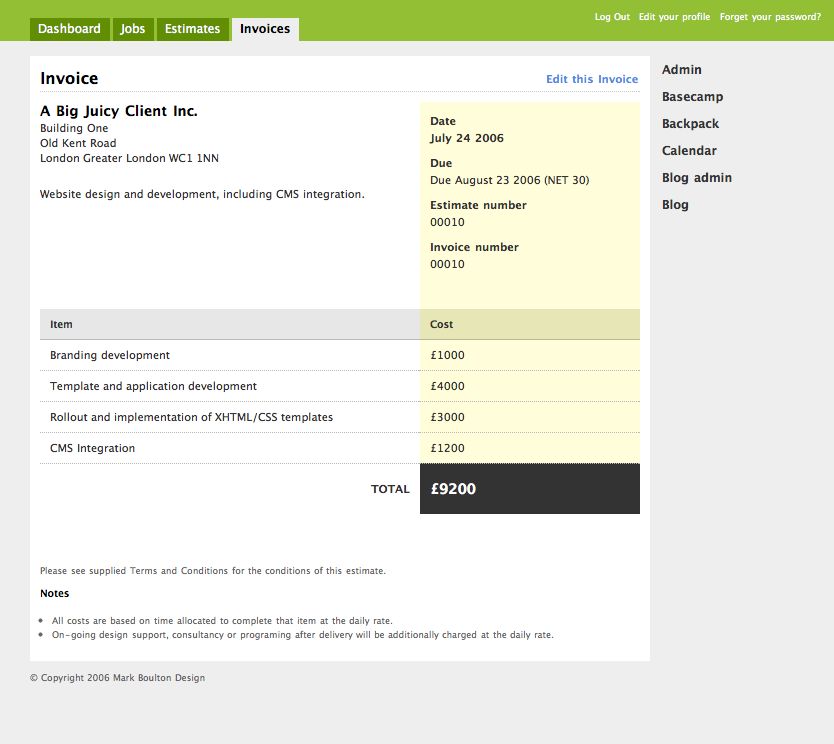 Invoice detail