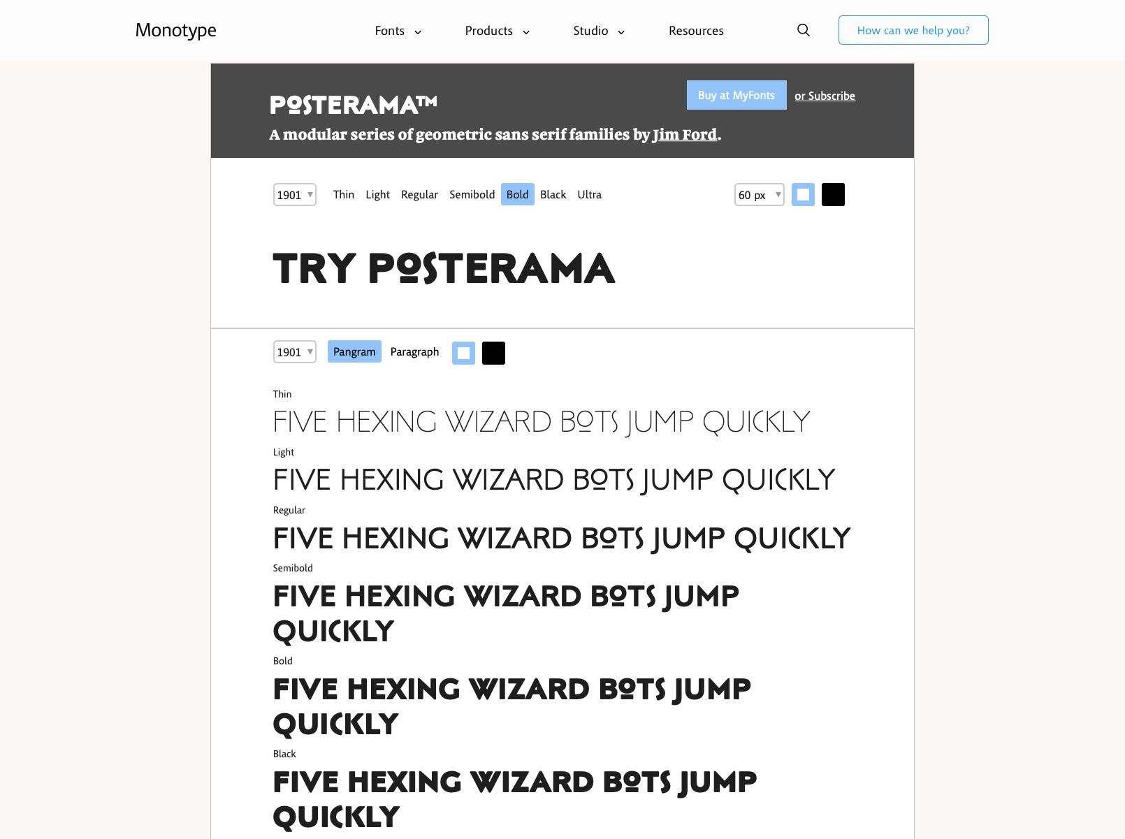 Monotype specimen design