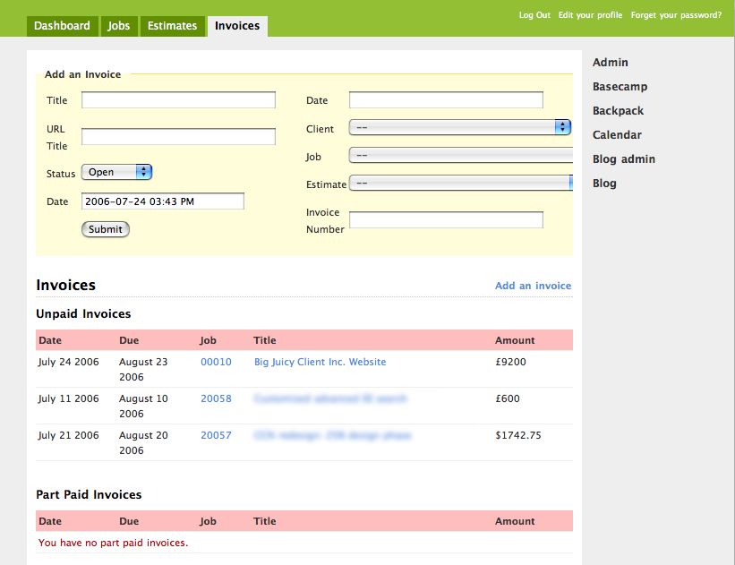 New invoice