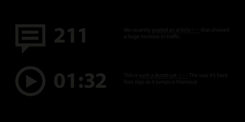 Example Sparkicons showing comments and video