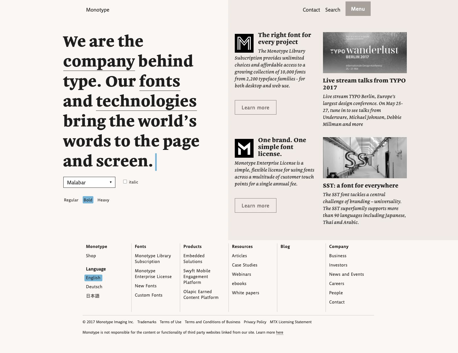 Monotype specimen design