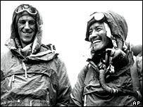 Hillary and Tenzing following their successful attempt on Mount Everest